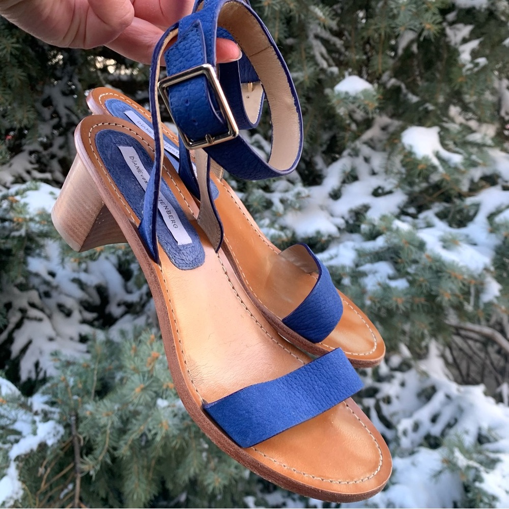 Diane von Furstenberg Blue Leather Block Heels